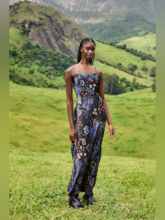 FARM Rio Dresses & Skirts - Farm Rio Black Snakes Bouquet Lenzing™ Ecovero™ Slip Maxi Dress B3359